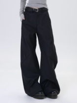 Fri11 original high-end all-match black flared suit casual wide-leg pants sickle pants cleanfit womens style