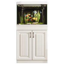 Ultra-white glass fish tank base cabinet integrated vertical floor-standing aquarium home living room desktop tank no water change goldfish tank