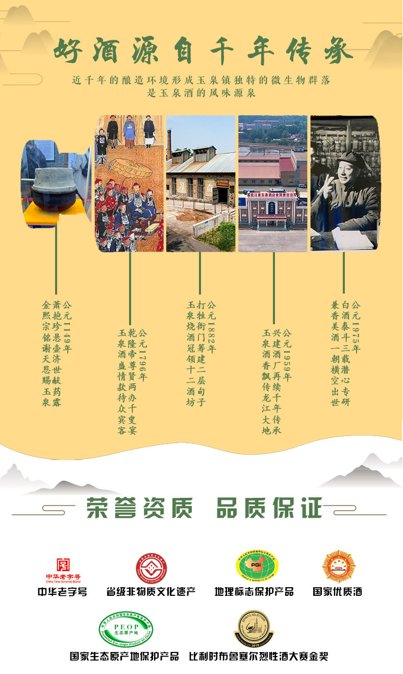 中华老字号 玉泉酒 老方瓶 42度浓酱兼香型白酒 485mL*6瓶礼盒装 天猫优惠券折后¥168包邮(¥198-30) 赠125mL*2瓶