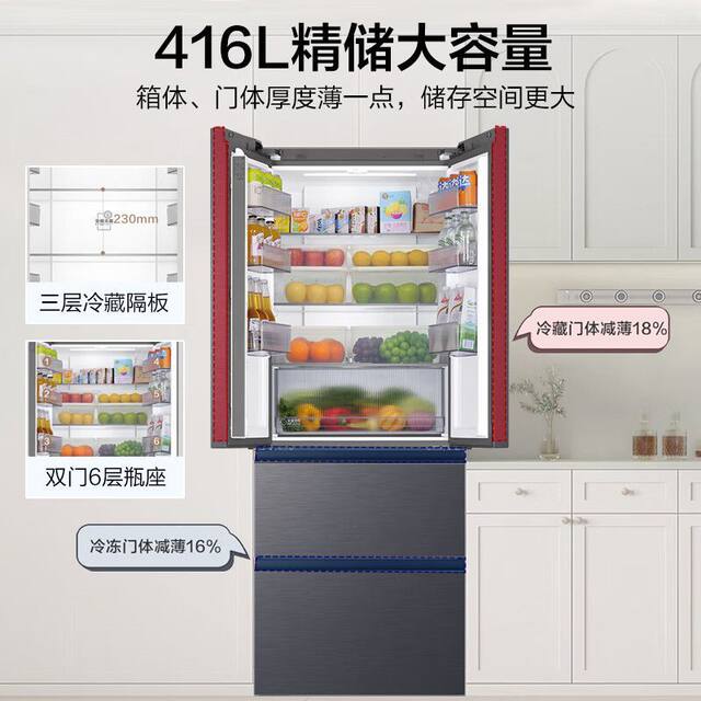 Haier French-Style Multi-Door Ultra-Thin Zero-Embedded First-Class Frost-Free Refrigerator Bcd-416Wghfdb9S9U1