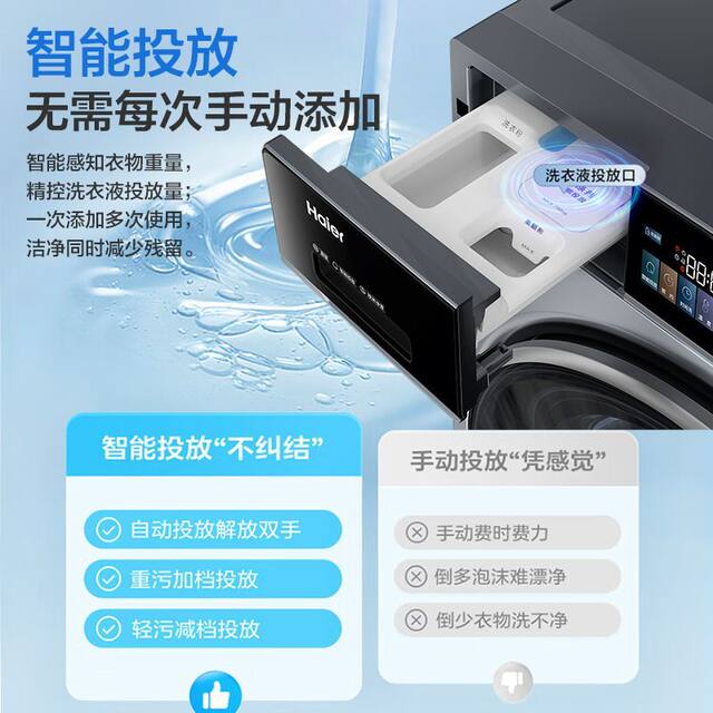 Haier Washing Machine Drum 10kg Direct Drive Frequency Conversion Household Fully Automatic Ultra-Thin Frequency Conversion Xqg100-Bd527H