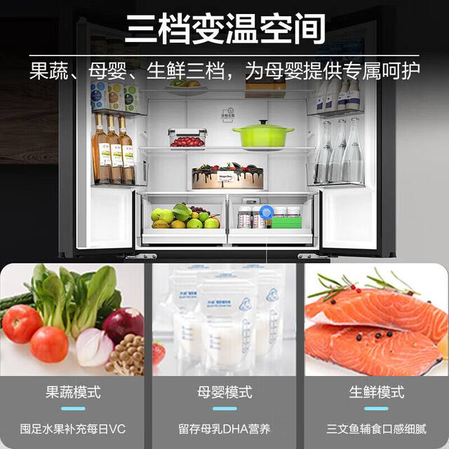 Haier Refrigerator French-Style Multi-Door Household First-Class Energy-Efficiency Air-Cooled Frost-Free Household Bcd-468Wghfd5Dsmu1