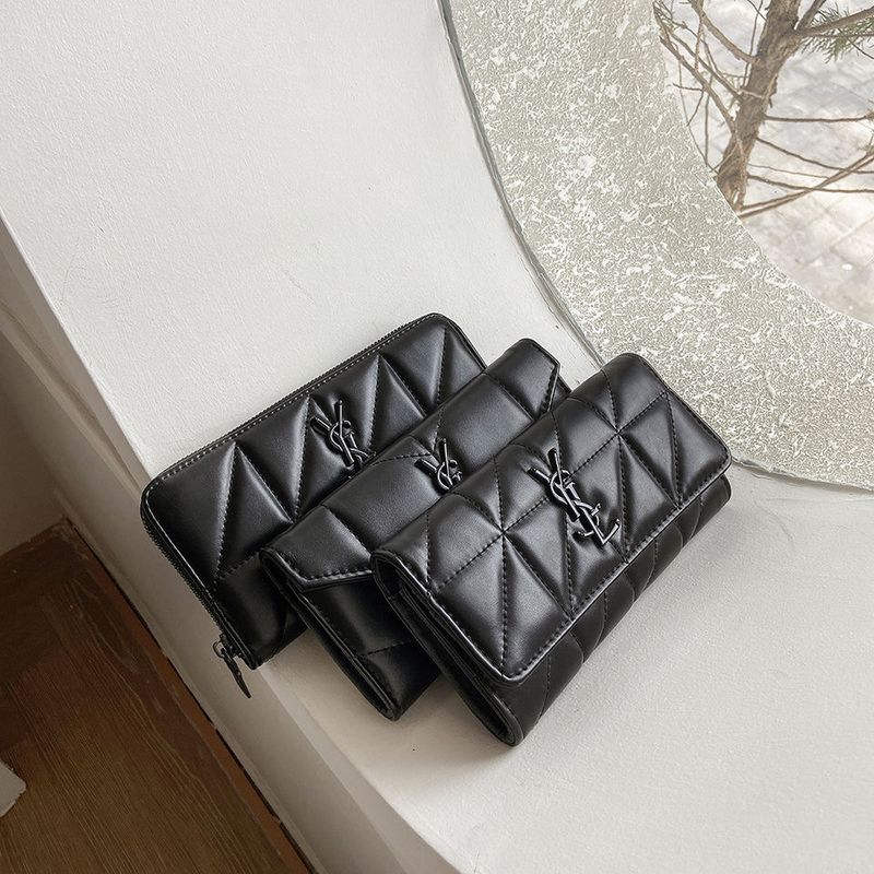 Long Wallet for Women with Folding Clasp, 2026 Autumn and Winter New Style, Simple Quilted Clutch Bag, Large Capacity Phone Bag