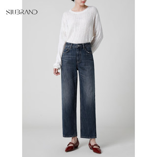 「复古做旧」高腰直筒牛仔裤女2025年新款宽松显瘦全棉九分阔腿裤