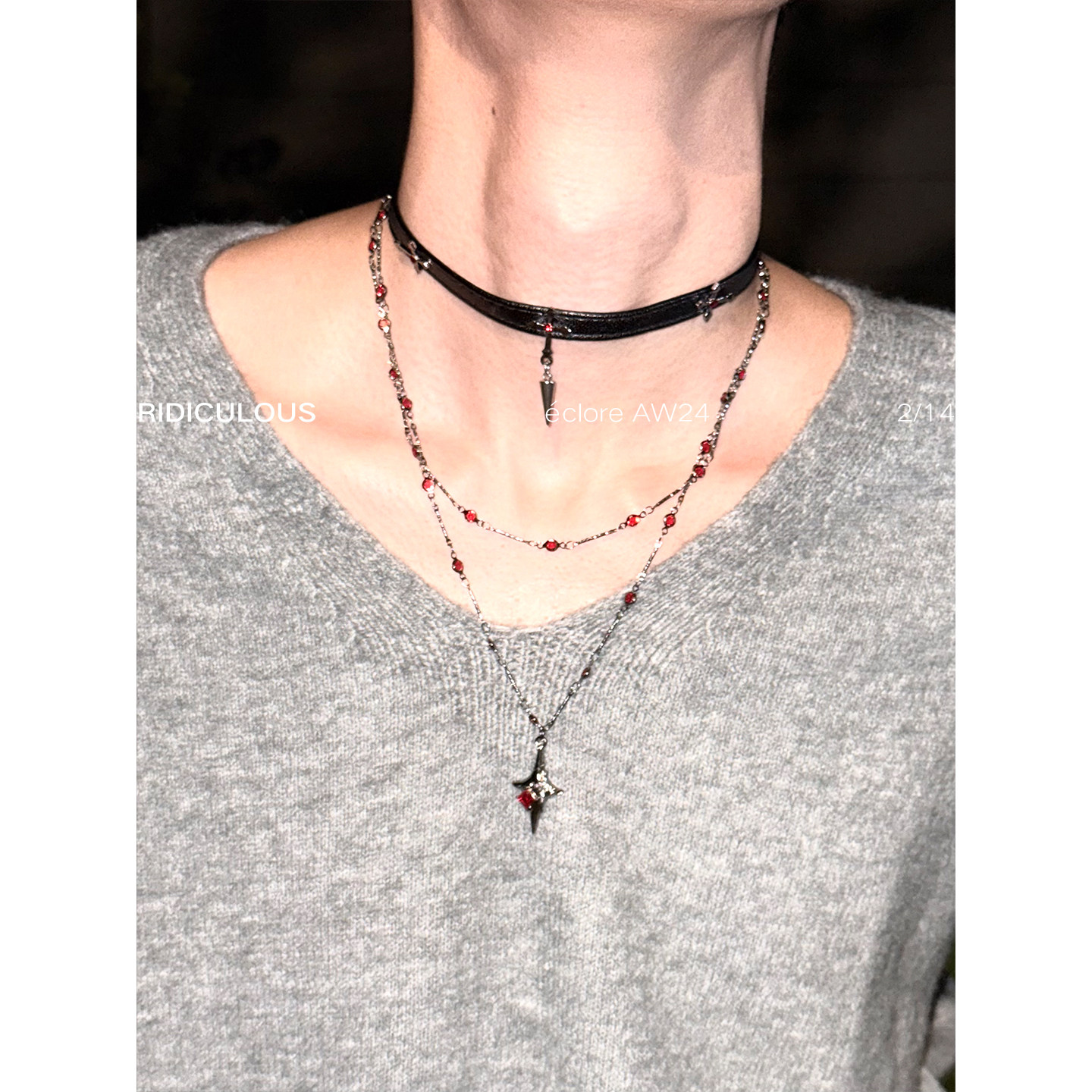 RIDICULOUS [Scarred Tomb] Niche Design Cross Necklace Punk Choker