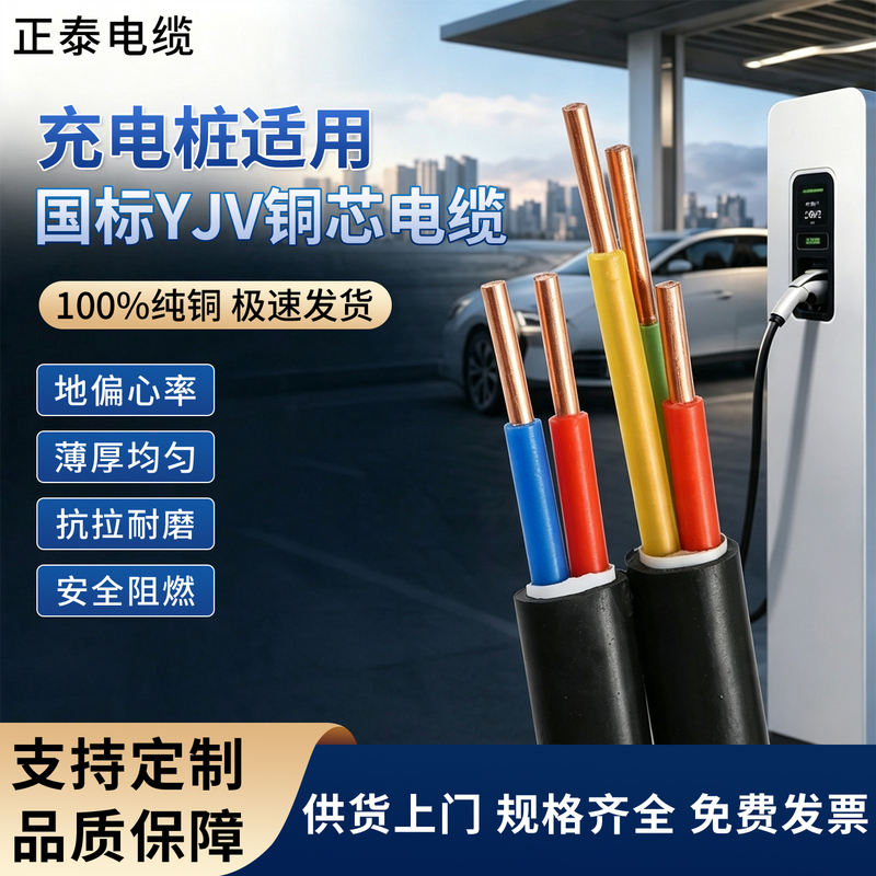 National Standard Copper Core Yjv Cable Wire 2345 Core 1.5 2.546 Square Outdoor Hard Copper Three-Phase Four-Wire