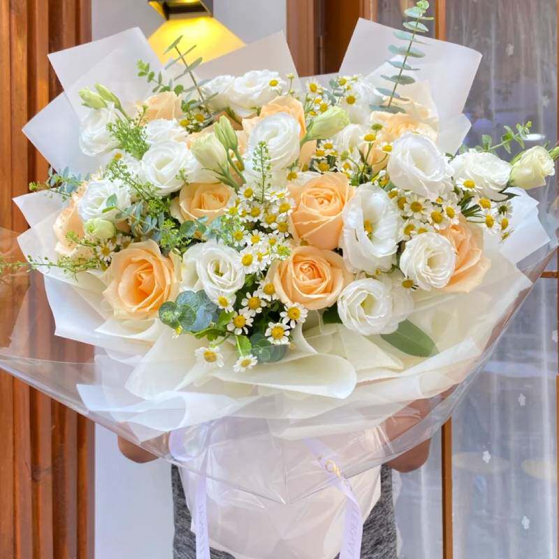 Flower delivery intra-city mix and match champagne rose sunflower bouquet Shanghai Beijing Hangzhou Guangzhou birthday delivery shop