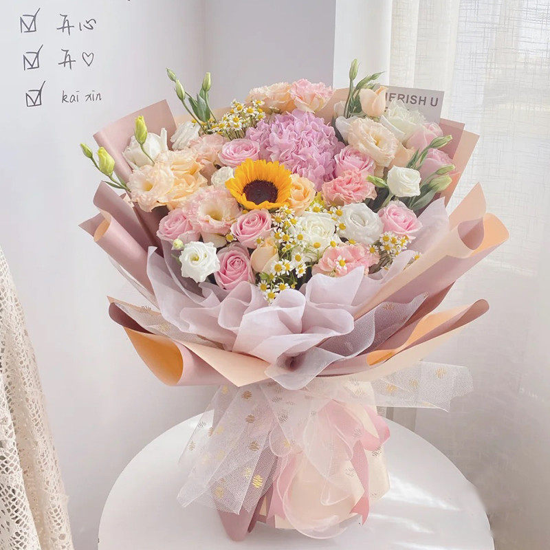 Teacher's Day sunflower bouquet flower delivery intra-city mix and match champagne rose Shenzhen Beijing Hangzhou birthday delivery