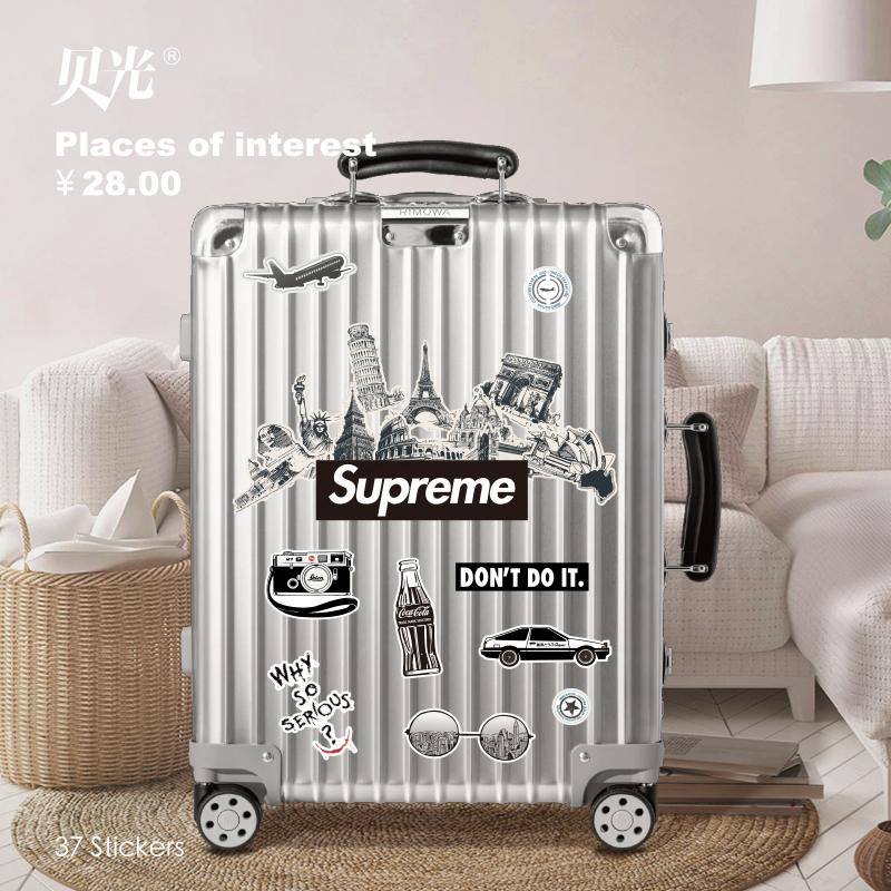 World Landmark Building Suitcase Stickers, Personalized Trendy Brand Mix-And-Match Boarding Luggage Decorative Stickers, Waterproof Pvc, No Glue Residue World Landmark Building Suitcase Stickers, Personalized Trendy Brand Mix-And-Match Boarding Luggage Decorative Stickers, Waterproof Pvc, No Glue Residue