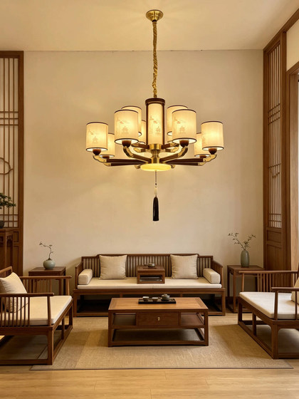 Song-Style Aesthetic Living Room Chandelier, Chinese-Style Grand Villa Lobby Main Light, New Chinese Zen-Style Master Bedroom Dining Room Light