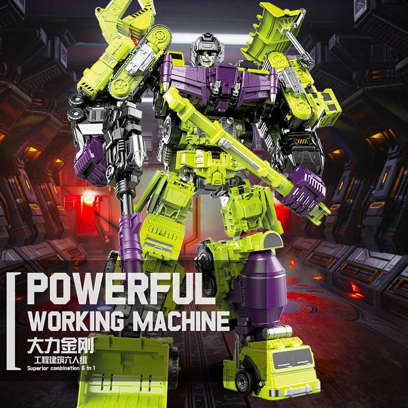 Construction Vehicle Transforming Toy Robot King Kong Hercules Combination Six-In-One Action Figure Children's Genuine Model 2077 Construction Vehicle Transforming Toy Robot King Kong Hercules Combination Six-In-One Action Figure Children's Genuine Model 2077