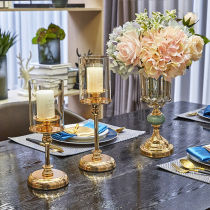 Simple and light luxury golden Nordic candlestick ornaments wedding photography props European and American home dining table retro candlesticks