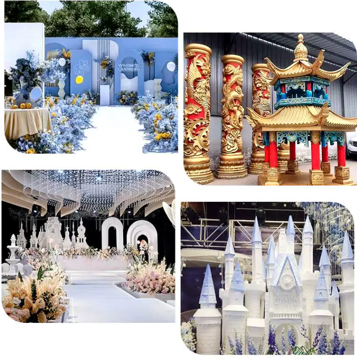 Chinese style house eatery dragon and phoenix Bubble Sculpture Wedding Decoration Foam Sculpture Wedding Celebration Stage Scene Arrangement Background Props Castle-Taobao