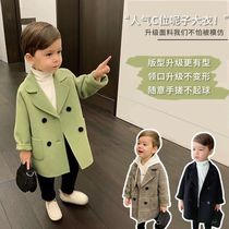 Boys coats spring and autumn 2024 new boys casual mid-length autumn outerwear childrens Korean woolen coats