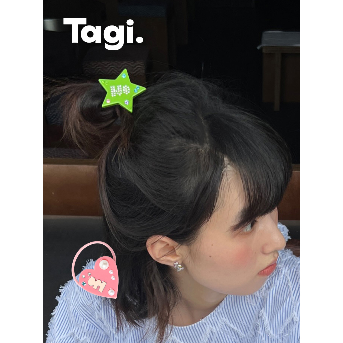 Tagi < i> Imagine loving stars Diamond pearl acrylic collage elastic hair ring-Taobao