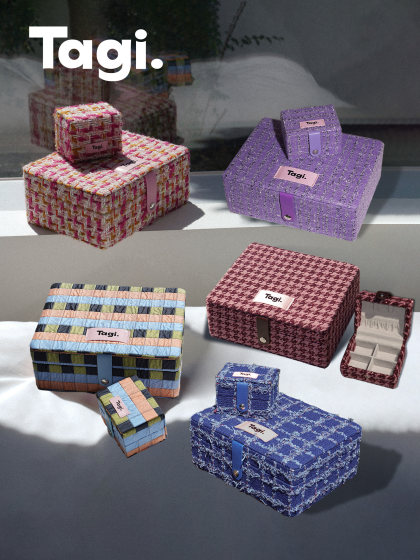 Tagi.首饰枕头提花首饰盒大容量复古便携mini双层子母收纳盒