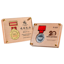 Entry anniversary sterling silver coin commemorative medal solid wood plaque custom certificate custom inlaid sterling silver retirement veteran