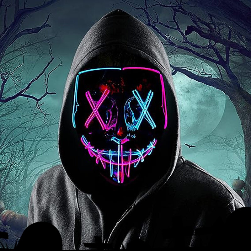 Halloween Children's Costume for Boys, Faceless Glowing Mask Outfit, Scary Dress-Up Costume