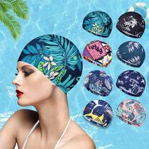 New Elastic Nylon Turban Swimming Cap Men Women Flowers Print