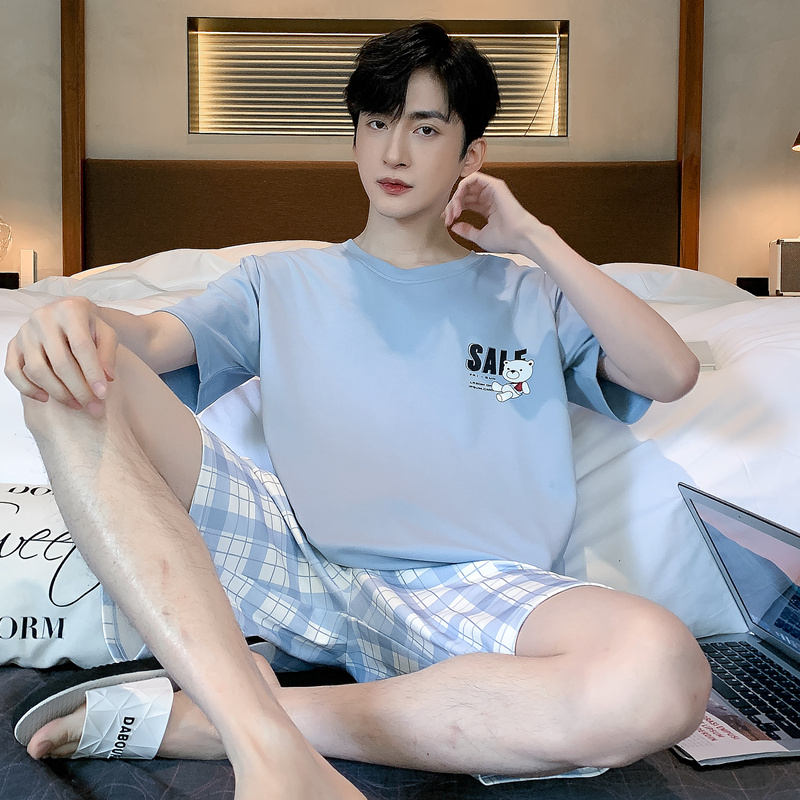 Palando Pure Cotton Pajamas for Men, Summer Short-Sleeved Shorts, Summer Youth 2026 New Style, Energetic Home Wear