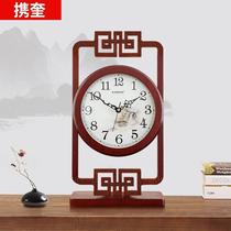 Chinese-style solid wood bell desktop watch living room Zhong Fugu sitting clock new Chinese clock house pendulum Chinese style