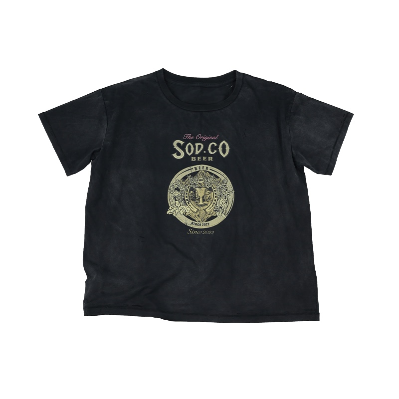 Sod Co. Washed Printed T-Shirt "Olympia" Retro Distressed Distressed Round Neck Short Sleeves Sod Co. Washed Printed T-Shirt "Olympia" Retro Distressed Distressed Round Neck Short Sleeves