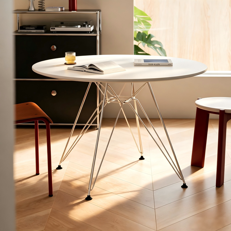 Nordic Dining Table for Home Use, Small Apartment Dining Table, Trendy Eames Style, Casual Meeting and Reception White Round Table Nordic Dining Table for Home Use, Small Apartment Dining Table, Trendy Eames Style, Casual Meeting and Reception White Round Table