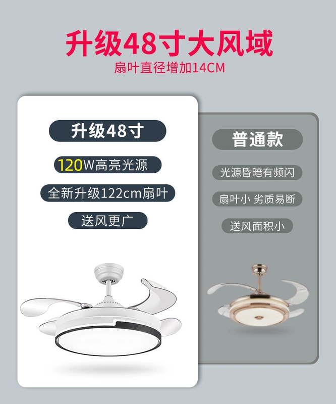 quạt trần hiện đại Zhigao đèn quạt vô hình nhà phòng khách nhà hàng phòng ngủ tối giản hiện đại 2023 đèn quạt trần thông minh mới quạt đèn trang trí đèn quạt trần