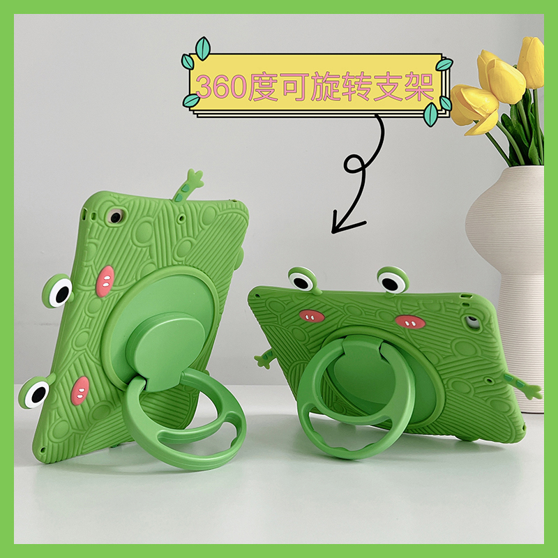 Cute Frog Ipad9 Protective Case for the Ninth Generation, Silicone, Quirky, Suitable for Apple 7 Tablet Pro 2021 New Model 11, Anti-Drop, 360-Degree Rotation, Mini6, Children's iPad Air5 Case Cute Frog Ipad9 Protective Case for the Ninth Generation, Silicone, Quirky, Suitable for Apple 7 Tablet Pro 2021 New Model 11, Anti-Drop, 360-Degree Rotation, Mini6, Children's iPad Air5 Case