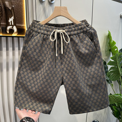 European High-End Designer Casual Shorts for Men, Trendy Brand, Fashionable for Outdoor Wear, 2025 Summer New Men's Beach Knee-Length Shorts