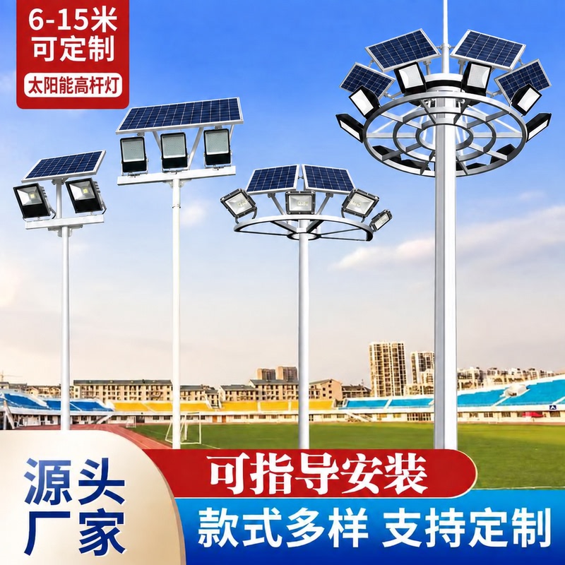 Outdoor Led 8.1m 12.15m Solar-Powered Mid-High Pole Light Square Light Adjustable Basketball and Football Field Light