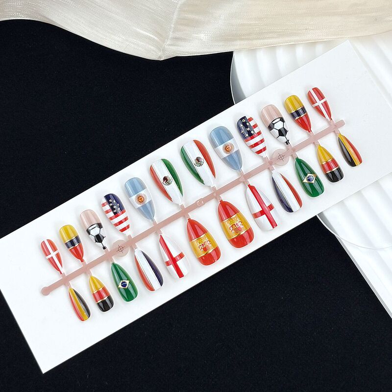 2026 World Cup in the United States, Canada, and Mexico Nail Art Wearable Nails 24-Piece Set Almond-Shaped Fake Nails Football Nail Pieces 2026 World Cup in the United States, Canada, and Mexico Nail Art Wearable Nails 24-Piece Set Almond-Shaped Fake Nails Football Nail Pieces