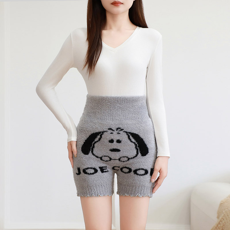Foreign Trade Export Warm Waist-Protecting High-Waisted Shorts for Women, Warm Uterus and Stomach, Coral Fleece Pants, 3-Point Leggings