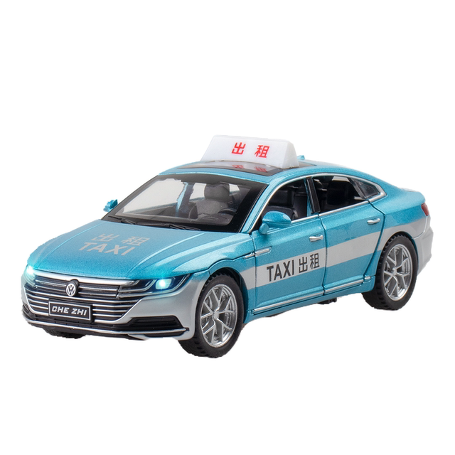 Children's taxi toys Volkswagen CC Sound and Light Large Inertial Boy Taxi toy Car Alloy Car Model