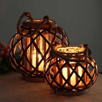 Retro Wood Lantern Bamboo Weave Small Light Ancient Wind Mid-Autumn Festival Pendant Hand Lanterns Hanfu Photo Props Palace Lantern China