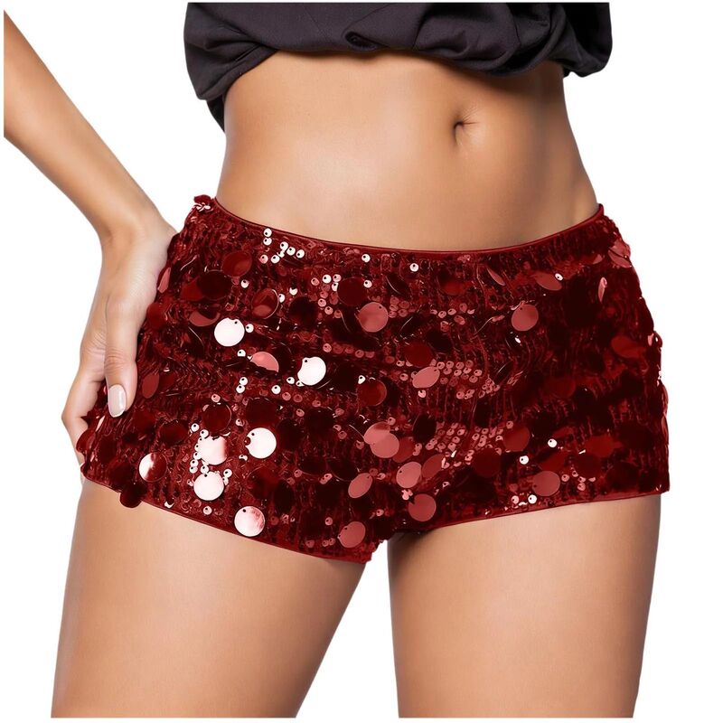 Solid Color Low Waisted Sequined Shorts
