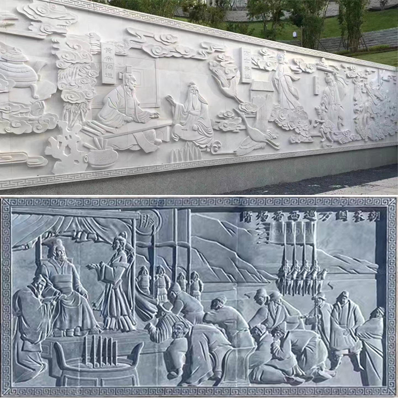 Villa Park Exterior Wall Decoration Relief Han White Jade View Wall Painting Antique Green Stone Window Flowers Hollowed-out Wall Earth Sculpture