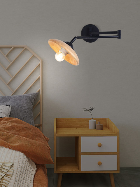 Medieval Style Swing Arm Wall Lamp Living Room Background Wall Foldable Lamp 2025 New Simple Modern Bedroom Bedside Lamp