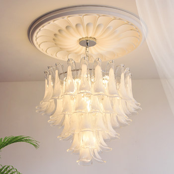 French-Style Light Luxury Crystal Chandelier for Villa Open-Air Living Room Murano Glass American Retro Duplex Bedroom Lighting Fixtures