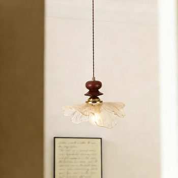 American Retro Chandelier, French Mid-Century Style Bedroom Bedside Lamp, Glass Creative Flower Study Lamp, Hallway Pendant Lamp