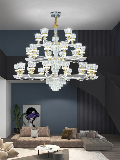 Light Luxury Crystal Living Room Chandelier, Simple and Modern, Nordic Main Light, Villa Lobby Light Arm, Luminous Zhongshan Lighting Fixtures