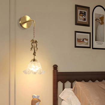 French-Style Vintage Wall Lamp, Bedroom Bedside Lamp, American-Style Pastoral Ceramic Carved Art Creative Personality Bar Counter Pendant Lamp