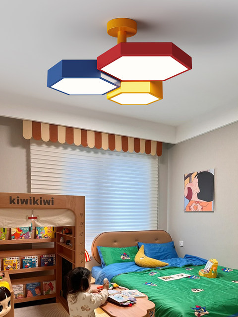 Children's Room Chandelier Modern Simple Creative Stylish Memphis Eye Protection Bedroom Lamp Full Spectrum Colorful Room Lighting Fixtures
