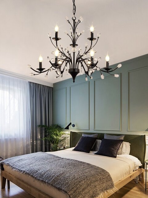 American Crystal Lamp, Retro Living Room Chandelier, French Light Luxury Dining Room Bedroom Candle Lamp, 2025 New Lamps