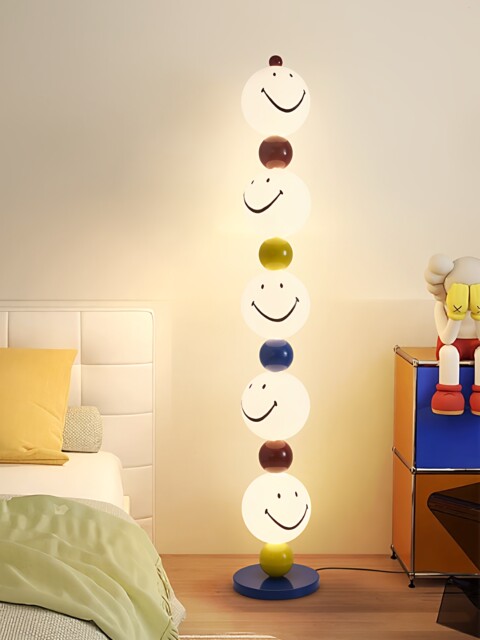 Creative Smiley Face Dopamine Floor Lamp Colorful Cute Decoration Living Room Bedroom Modern Artistic Atmosphere Standing Lamp