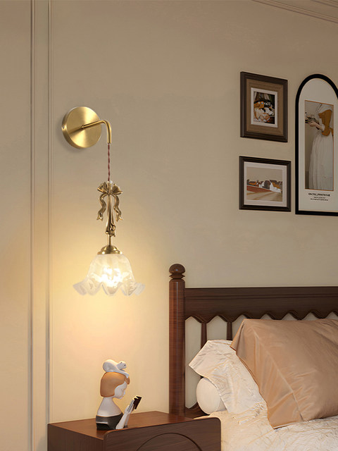 French-Style Vintage Wall Lamp, Bedroom Bedside Lamp, American-Style Pastoral Ceramic Carved Art Creative Personality Bar Counter Pendant Lamp