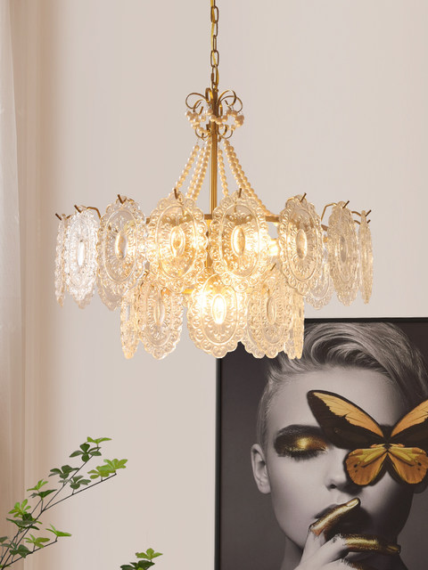 French-Style Living Room Chandelier, Cream Style, Simple Nordic Post-Modern Crystal Master Bedroom Lamp, Light Luxury Dining Room Crystal Lighting Fixtures