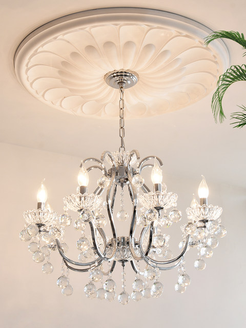 French-Style Light Luxury Crystal Chandelier for Living Room and Dining Room, Candle-Style, Vintage, Simple, Romantic, Luxurious, High-End Bedroom Lighting
