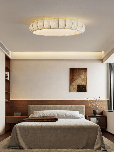 French Mid-Century Style Bedroom Ceiling Lamp, American Retro Full-Spectrum Eye Protection Study Room Master Bedroom High-End Guesthouse Lighting Fixtures