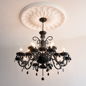 French-Style Vintage Chandelier, Living Room Crystal Lamp, Black High-End American-Style Candle Lamp, Light Luxury, Romantic and Elegant Bedroom Lamp